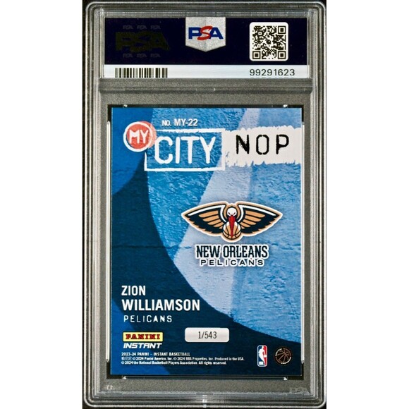 Zion Williamson 2023 Panini MyCity NBA #MY-22 Basketball Card PSA 9 Mint - Picture 2 of 2